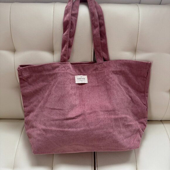 Sezane limited edition super soft velvet corduroy tote bag, rosewood pink, NWOT - Picture 1 of 4